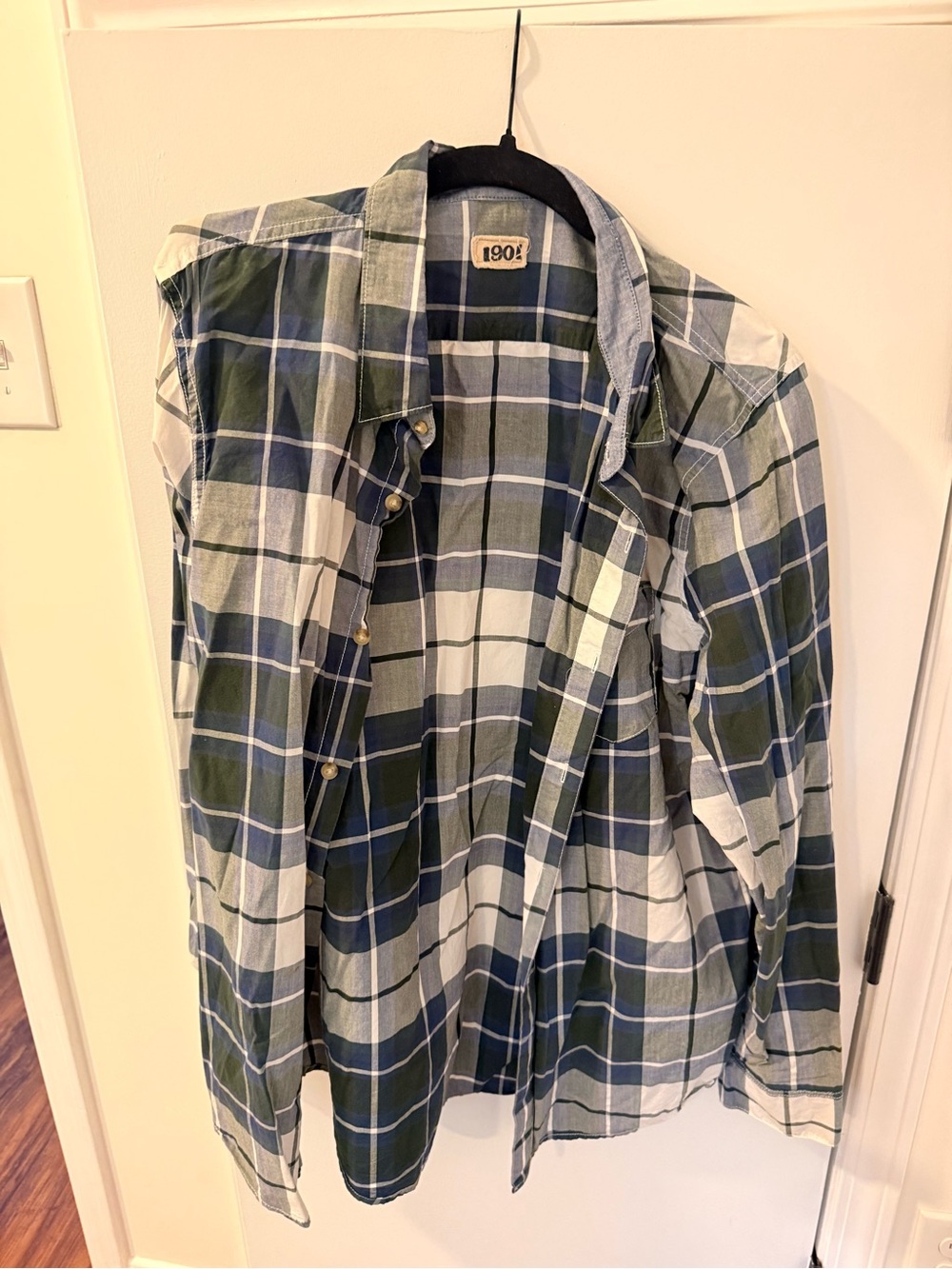 1901 Green and Blue Plaid Men’s Button-Up Shirt